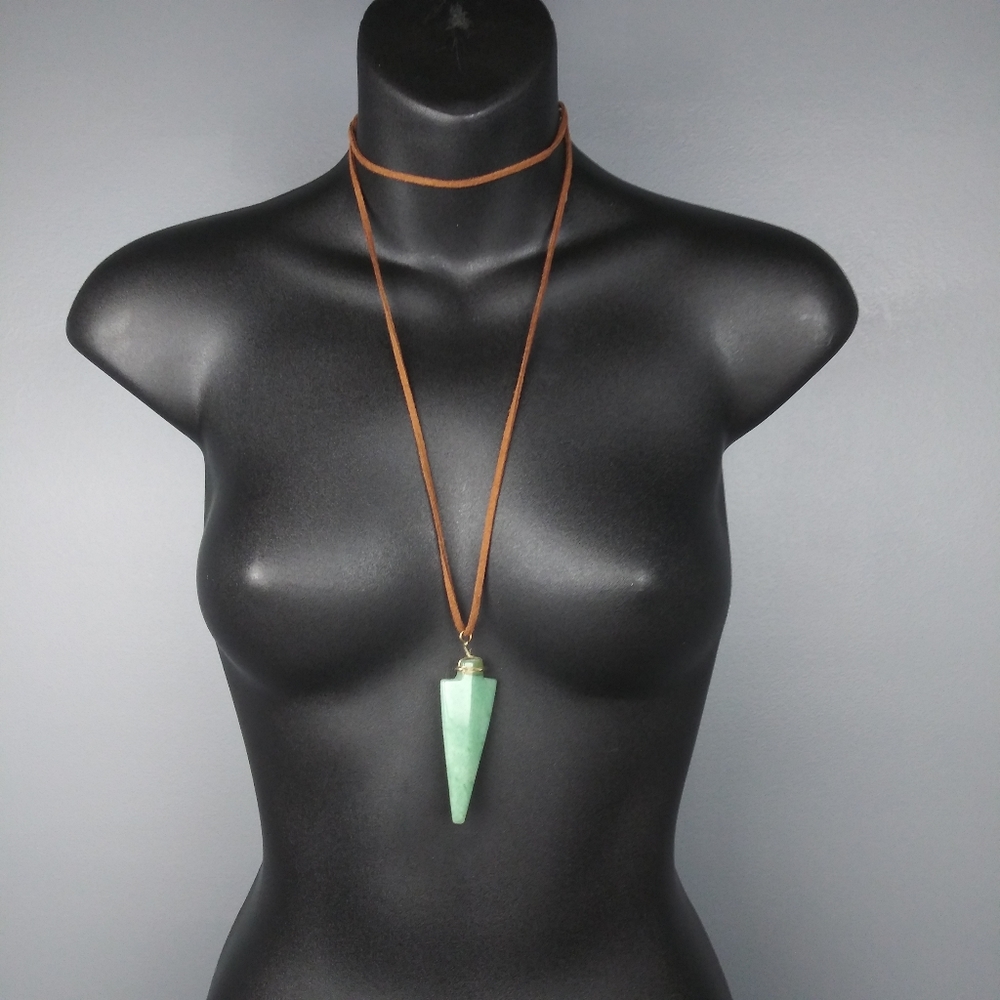 Boho Arrow Head Jade like Necklace